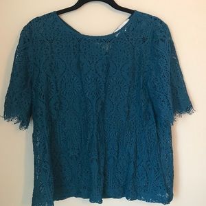 Teal lace top from Loft
